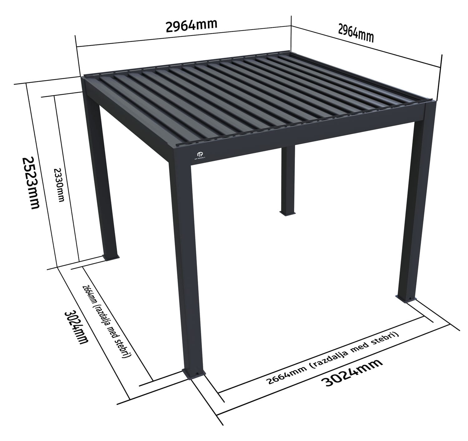 MP pergola bioklimatska pergola 3x3m