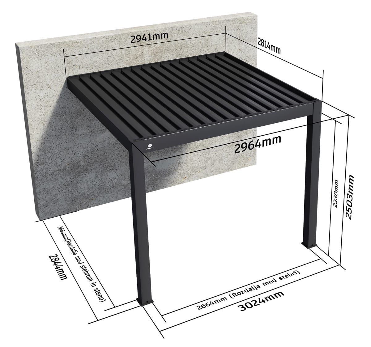MP pergola zidna<br />
bioklimatska pergola 3x3m